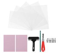 Fdit Kit de Tallado de Caucho, Juego de Fabricación de Bloques de Sellos con 6 Cuchillas de Corte para Grabar Materiales de Caucho, Herramienta de Arte de Impresión de Grabado