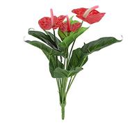 Fdit La Planta Artificial Plástica Falsa Rojo Anthurium Florece la Boda del Ramo para la Decoración del Jardín Casero