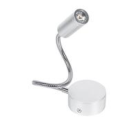 Fdit Lámpara de Cama LED Plateada de 1W y 3W con Cuello de Cisne Flexible, Luz Montada en la Pared de Material de Aluminio para Dormitorio, Lectura, Trabajo y Estudio (3500