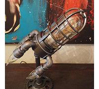 Fdit Lámpara de Cohete Steampunk, Luz Nocturna Industrial con Bombilla de Llama Intermitente para Habitación de Niños, Sala de Estar, Dormitorio, Oficina, 16x24cm (WHITE)