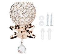 Fdit Lámpara de Pared de Cristal E14, Aplique de Pared Decorativo con Cuentas de Cristal Octogonales, Fácil Instalación para Dormitorio, Sala de Estar, Comedor, Estudio, Baño, (GOLD)