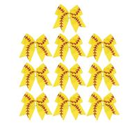 Fdit Lazos de Softbol, Lazos para el Cabello de Softbol, Cinta de Porrista 10 Piezas Amarillo Rojo, Cintas de Grosgrain con Goma Elástica, Regalos de Equipo para Animadoras con Banda (02)
