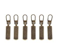 Fdit Lengüeta para Tirar de la Cremallera, 6 Piezas de Reemplazo del Tirador de la Cremallera de Acero Inoxidable Cabezal de de Metal de 4,7 Cm para Ropa Equipaje Zapatos (Bronce)
