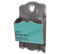 Fdit Letras de madera titular postal organizador estante con 2 ganchos para letras llaves postales almacenamiento decoración del hogar Sala de estar dormitorio porche café bar (W186503 letra PLUT