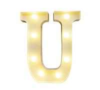 Fdit Letras LED Luminosas, Luz Blanca Cálida de Alto Brillo, Letreros Personalizables con Nombre y Resistencia Al Agua IP54, Ideales para Cumpleaños, Bodas, Fiestas y Decoración del (U)