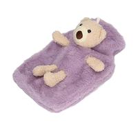 Fdit Lindo Oso de Peluche Botella de Agua Caliente de 1000 Ml, Bolsa Caliente de PVC Engrosada con Tapón Antideslizante de Boca Ancha para Aliviar el Dolor Muscular, Calentar las (PURPLE)