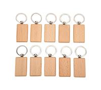 Fdit Llaveros de Madera en Blanco, Paquete de 10 Llaveros de Madera de Haya sin Terminar con Superficie Lisa, Proyecto de Manualidades de Pintura y Grabado para Regalos