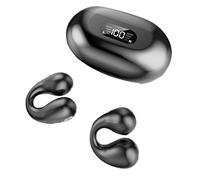 Fdit Los Auriculares de Botón de Abren la Calidad de Sonido de Alta Fidelidad de la Conducción ósea del Oído para el ABS de la PC de Los Deportes Al Aire Libre (Black)