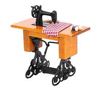 Fdit Máquina de Coser para Casa de Muñecas en Miniatura, Accesorios para Casa de Muñecas de Madera a Escala 1:12 con Tela y Tijeras, Modelo Vívido para Decoración y Escenas
