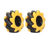 Fdit Mecanum Rueda Inteligente Robot Coche Juguete 48mm para Bloques de Construcción ABS Caucho Amarillo Negro (1 par)