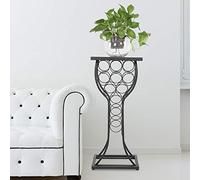 Fdit Mesa de Vino, Capacidad para 11 Botellas con Tablero de Mármol y Estructura de Metal, Diseño, para Bar en Casa y Cócteles