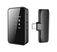 Fdit Micrófono Lavalier, Micrófono Lavalier Inalámbrico con Reducción de Ruido con Monitor de Auriculares para Grabar Entrevistas y Podcasts de Vídeo