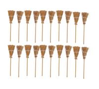 Fdit Mini Bitch Broom, 20pcs Mini Broomstick DIY Decoración de Halloween con Cuerda Blanca para el Escenario de Fiesta Dollhouse Garden Garden