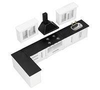Fdit Mini Gabinete de Cocina para Casa de Muñecas, Muebles de Simulación Modernos para Decoración de Escena DIY, Material de Abedul, 1:12
