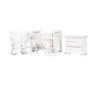 Fdit Mini Juego de Muebles para Casa de Muñecas, Exquisita Cuna de bebé, Silla con Forma de Caballo, Gabinete, Regalo para Artes y Manualidades, Escala 1:12