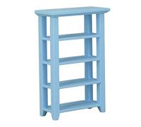 Fdit Mini macetero para casa de muñecas, muebles realistas, estantería de madera de 4 capas para ambientes románticos, material de abedul para la decoración del balcón (azul)