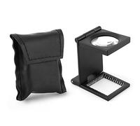 Fdit Mini Magnifier plegable 10x con escala para joyas, relojes, aleación de zinc óptico + cristal, color negro