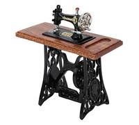 Fdit Mini Máquina de Coser Vintage a Escala 1/12, Simulación de Tela de Aleación de Madera, Máquina de Coser, Mantel, Tijeras, Juego de Simulación, Escuela, Hogar, Muebles de Casa de Muñecas
