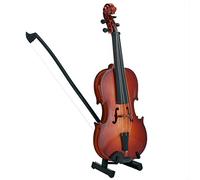 Fdit Mini Modèle de Violon en Bois Affichage avec Support d'arc et Cas Ornement Musical Artisanat pour Maison Bureau Décoration Cadeau d'anniversaire