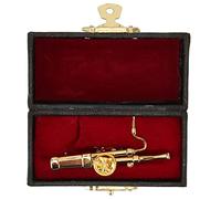 Fdit Mini Modelo de Basson, Instrumento Musical Miniatura Mini Réplica de Basson de Metal, Simulación Alta Chapada en Oro para el Escritorio Decoración de la Sala de Música