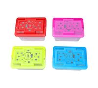 Fdit Mini Pecera de 4 Piezas, Acuario de Plástico con Asa de Transporte para Viajes (Patrón de mar de Peces 13 * 9 * 9cm)