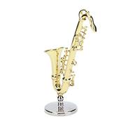 Fdit Mini Saxofón para Casa de Muñecas 1:6, Instrumento Musical en Miniatura Vívido con Base, Material de Aleación Duradero, Juguete para Niños, Decoración de Sala de Música