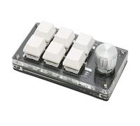 Fdit Mini Teclado, Teclado Programable con una Sola Mano DIY, Interruptor Azul, 6 Teclas, Ampliamente Utilizado para Computadoras (Blanco)