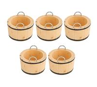 Fdit Mini Tina de Lavado de Madera, 5 Piezas, Mano de Obra Exquisita, Accesorios Portátiles para Casas de Muñecas para Regalos, Juguetes para Todo Tipo de Casas de Muñecas, Material de Pino