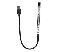 Fdit Mini USB LED Luz de lectura 5V Lámpara flexible Linterna con 10 Luces LED para PC portátil Teclado de computadora(Negro)