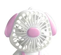 Fdit Mini Ventilador de Dibujos Animados USB, Ventilador de Escritorio Lindo, Parte Inferior Antideslizante para Actividades Al Aire Libre, Material ABS (Patrón de perro rosa)