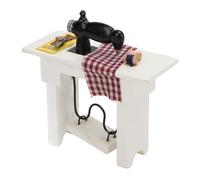 Fdit Modelo de Máquina de Coser Vintage en Miniatura, Simulación Exquisita para Decoración de Casa de Muñecas con Tela de Rejilla de Tijeras para Coleccionistas de Casas de Muñecas