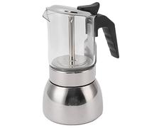 Fdit Moka Pot, de Acero Inoxidable con Resistente Al Calor y Cuerpo de Vidrio, para Estufa Eléctrica de Gas de Inducción, Cafetería Casera (300ML)