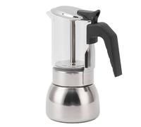 Fdit Moka Pot, de Acero Inoxidable con Resistente Al Calor y Cuerpo de Vidrio, para Estufa Eléctrica de Gas de Inducción, Cafetería Casera (200ML)