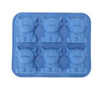 Fdit Molde de Silicona 3D Highland Cow para de Pudín de Chocolate, Bandeja de Cubitos de Hielo con Detalles Transparentes para Horno Congelador, Molde Flexible para Hornear para