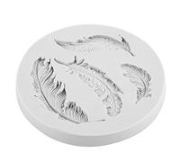 Fdit Molde de Silicona de Plumas, Molde Redondo para Hornear de 4 Cavidades, Herramienta para Hornear Resistente a Altas Temperaturas para Decoración de Pasteles de Chocolate y