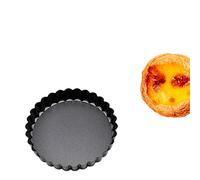 Fdit Molde para Tartas Moldes para Muffins con Fondo Removible Antiadherente con Borde Ondulado para Hornear 6 Piezas para Tartas de Huevo para Postre