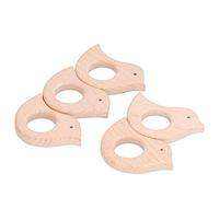 Fdit Mordedor de Madera para Bebés, 5 Piezas de Juguetes para la Dentición con Forma de Pájaro para Aliviar el Dolor de Bebés, con Material No Tóxico Seguro y Pulido Natural,