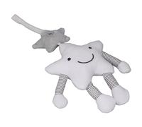 Fdit Móvil de Cuna con Forma de Estrella de Cinco Puntas, Color Blanco Suave, con Carillón de Viento para Juguete Colgante de Cuna de bebé, Móvil de Viaje de Felpa para bebé