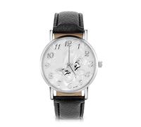 Fdit Mujeres Moda de Cuero PU Bandquarz Reloj de Cuarzo en Punto Analogía de Pulsera para Ropa de Ocio (Black)