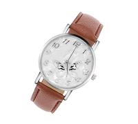 Fdit Mujeres Moda de Cuero PU Bandquarz Reloj de Cuarzo en Punto Analogía de Pulsera para Ropa de Ocio (Café)