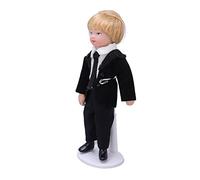 Fdit Muñeca de Niño en Miniatura a Escala 1:12, Traje de Cerámica Flexible y Móvil, Juguete de Casa de Muñecas, para la Diversión Navideña