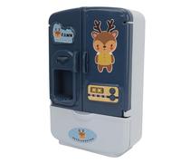 Fdit Nevera de Juguete en Miniatura Azul con Puertas de Doble Apertura para Niños, Materiales Ecológicos Divertidos para Jugar a la Hora de Jugar
