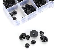 Fdit Ojos de Muñeca de Plástico Ojos de Manualidades con Botón Negro 100 Piezas para Manualidades DIY Oso de Peluche Juguetes de Animales de Peluche con Caja de Almacenamiento de