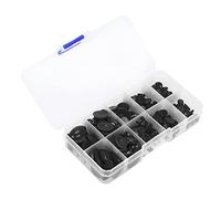 Fdit Ojos y Narices de Plástico, 180 Piezas de Accesorios para Hacer Muñecas con Parte Trasera Plana para Animales de Peluche, Manualidades, Tamaños Mixtos de 6 X (180 piezas por caja (negro)))