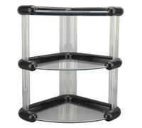 Fdit Organizador de Almacenamiento Esquinero de 3 Niveles, Estante Multifunción Fácil de Limpiar para Baño, Cocina, Material Plástico (Black)