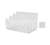 Fdit Organizadores de Correo Acrílico de 3 Compartimentos, Soporte Vertical Transparente para Documentos de Escritorio, Base Ponderada Antideslizante Resistente para Ordenar en la
