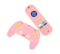 Fdit Paquete de 2 Juguetes de Silicona para la Dentición del bebé, Forma de Control Remoto de TV, Mordedores Sensoriales Educativos para Masticar con Textura Llena de Baches, (Pink)