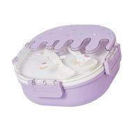 Fdit para Niños, de 3 Compartimentos con Diseño de Helado Incluye Tenedor Cuchara de Plástico de 18,5x18,5 Cm para Viajes a la Oficina Escolar (PURPLE)