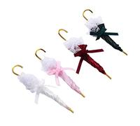Fdit Paraguas Vívido de Moda para Casa de Muñecas, 4 Uds., Accesorio de Decoración de Sombrilla Simulada en Miniatura para Niños, Juguete de Simulación, Rosa, Blanco, Verde, Marrón Rojo