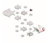 Fdit Pegatinas Creativas de acrílico Espejo Fino Peces Tropicales bajo el mar Calcomanías de Pared 3D Decoración del hogar para niños Dormitorio Vida (D/Plata)